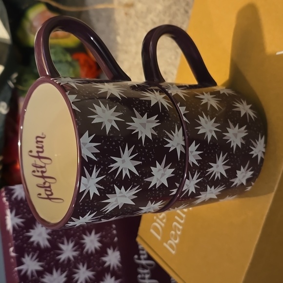 Fabric Fit Fun Stacking Mug Set. Set Of Two Purple Stunning Mugs. - Picture 2 of 5
